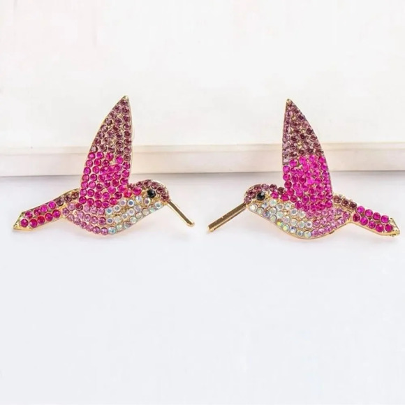 Zara Hummingbird Purple Crystal Earrings - Picture 3 of 9